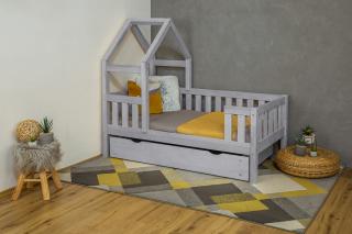 MAXIDO Dětská postel domeček Zara s přistýlkou 180x80 šedá (Český výrobek)