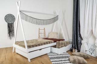 MAXIDO Dětská postel Teepee - dva šuplíky 160x80 Bílá (Český výrobek)