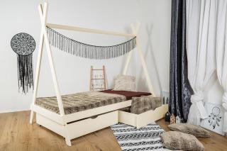 MAXIDO Dětská postel Teepee - dva šuplíky 160x80 Přírodní (Český výrobek)