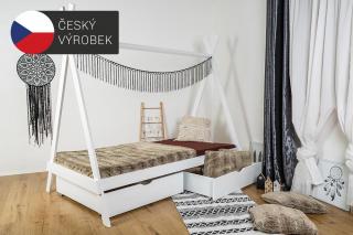 MAXIDO Dětská postel Teepee - dva šuplíky 180x80 Bílá (Český výrobek)