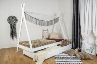 MAXIDO Dětská postel Teepee s přistýlkou 160x80 bílá (Český výrobek)