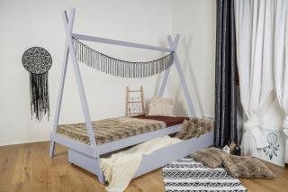 MAXIDO Dětská postel Teepee s přistýlkou 160x80 šedá (Český výrobek)