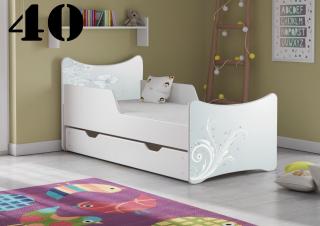 Plastiko Dětská postel se šuplíky Květiny bílé - 40 - 140x70