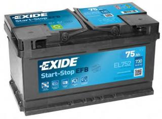 Exide Start-Stop EFB 12V 75Ah 730A EL752