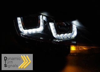 VW Golf 7 12-17 - Přední světla U-LED LIGHT DRL BLACK SEQ - Černá