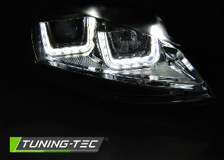 VW Golf 7 12-17 - Přední světla U-LED LIGHT DRL - Chromová