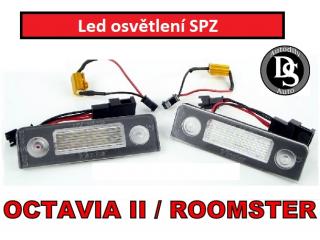 LED osvětlení SPZ Škoda Octavia II / Roomster 2008-2013 (CANBUS LED, Luxusní vzhled)