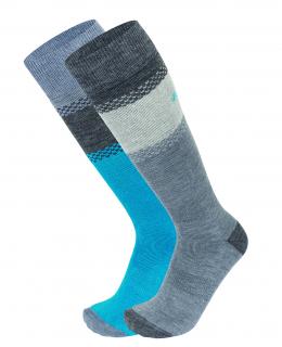 EISBÄR SKI COMFORT SOCKS 2PACK Light Grey/Turquoise 35-38