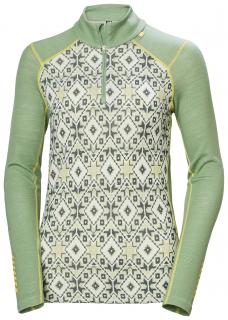 HELLY HANSEN W LIFA MERINO MIDWEIGHT GRAPHIC 1/2 ZIP Jade 2.0 Star Pixel M