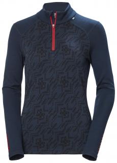 HELLY HANSEN W LIFA MERINO MIDWEIGHT GRAPHIC 1/2 ZIP Navy Deco Flower S