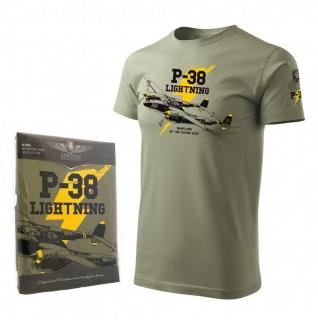 Tričko s válečným letadlem P-38 LIGHTNING Velikost: L