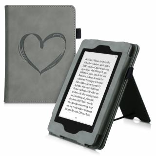 Pouzdro KW STAND NUBUCK GREY HEART pro Amazon Kindle Paperwhite 4