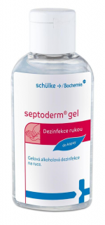 Dezinfekční gel na ruce s alkoholem Septoderm s dávkovačem Objem: 50 ml.