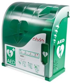 Nástěnný polykarbonátový box pro AED defibrilátor AIVIA 100 s alarmem