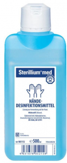 Tekutá dezinfekce na ruce Sterilium s alkoholem Objem: 500 ml.