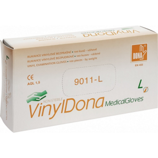 Vinylové bezpudrové vyšetřovací rukavice VinylDona 100 ks Velikost: L