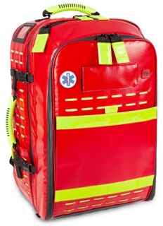 Záchranářský zdravotnický voděodolný batoh Robust RED Tarpaulin s transparentní kapsou na AED a USB portem 46 l.
