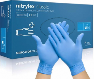 Zdravotnické nitrilové vyšetřovací bezpudrové rukavice Nitrylex Classic 100 ks Velikost: L