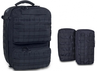 Zdravotnický taktický batoh Paramed Black s odnímatelnými reflexními pruhy a přídavnými brašnami 42 l.
