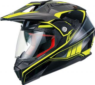 FS 606 Enduro helma se sluneční clonou černo zelená reflexní Velikost: L