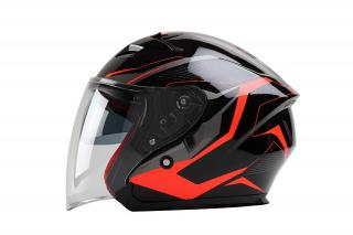 OF 878 Skútrová helma s plexi a sluneční clonou - černo/oranžová Velikost: L
