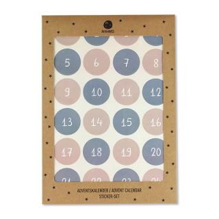 Ava & Yves  Sada samolepek adventní kalendář pink/light brown