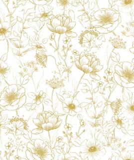 Lilipinso Tapeta vliesová Flowers Gold 0,5 x 10 m