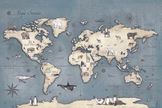 Tapeta vliesová  Mapa světa vintage