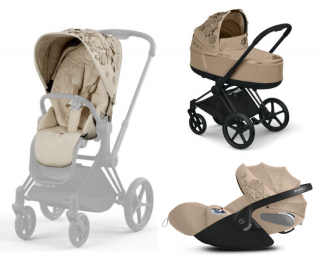 Trojkombinace kočárku CYBEX Priam 2022 Simply Flowers Mid Beige Barva: Brown Chrome