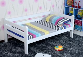 ČESKÁ VÝROBA Bílá postel z masívu 180 x 80 cm (Bílá postel z masívu 180 x 80 cm)