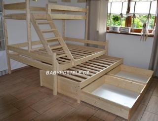 ČESKÁ VÝROBA Patrová postel Nelis 160x200 cm s přistýlkou (Patrová postel Nelis 160x200 cm-česká  výroba)
