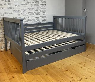 ČESKÁ VÝROBA-postel Romance 200x160 cm pro 3 osoby, barva masívu na výběr (... barva na výběr / bílá, lakovaný masív, šedá, růžová /)