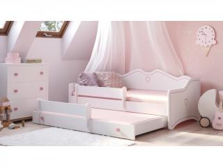 Dětská postel pro 2 děti Emma 160x80 cm - růžová (Dětská postel pro 2 děti Emma 160x80 cm - růžová)