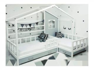 Domečková postel pro 2 děti 160x80 cm (Domečková postel pro 2 děti 160x80 cm)