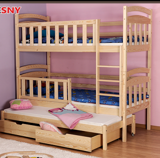 Patrová 3-postel  KASPER, 200x90 cm, vše v ceně ( Patrová postel pro 3 děti, 200 x 90 cm, přírodní borovice)