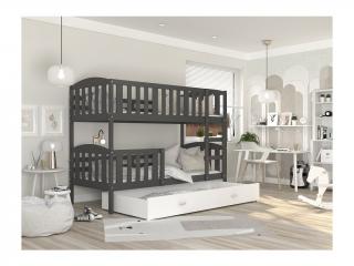 Patrová postel MDF - šedá 200x90 cm (Patrová postel MDF - šedá 200x90 cm)