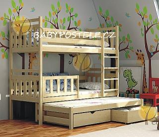 PATROVÁ POSTEL PRO 3 DĚTI, 200 X 90 CM (Patrová postel pro 3 děti - 200 x 90 cm)