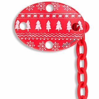 Suavinex klip na dudlík ovál vánoční červený