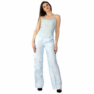 Dámské letní kalhoty se lnem Celles modré 0028 Dámská velikost: 40