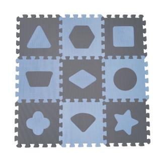Pěnová hrací podložka puzzle Geometrické tvary, Blue 90x90 cm