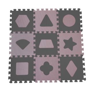 Pěnová hrací podložka puzzle Geometrické tvary, Rose 90x90 cm