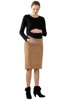 Těhotenská manšestrová sukně Rialto Berlise béžová 19131 Dámská velikost: 44