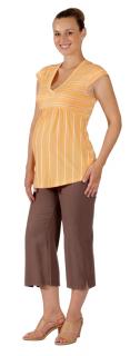 Těhotenské 3/4 kalhoty Rialto Verghia lněné hnědé 01246 Dámská velikost: 40