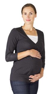 Těhotenské a kojicí tričko Rialto Darle černé s puntíky 0527 Dámská velikost: 40