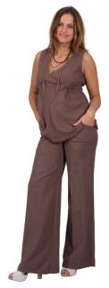 Těhotenské kalhoty Rialto Bonifacio lněné hnědé 01246 Dámská velikost: 36