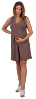 Těhotenské šaty Rialto Lille lněné hnědé 01246 Dámská velikost: 38