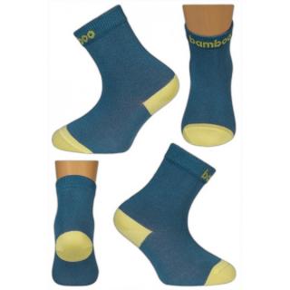 Dětské bambusové ponožky Hugo (modrá s žlutou) (bambusové ponožky)