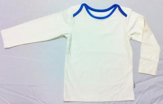 Dětské bambusové tričko s dlouhým rukávem (bílá s modrou) (bambusové tričko)