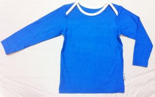 Dětské bambusové tričko s dlouhým rukávem (modrá s bílou) (bambusové tričko)