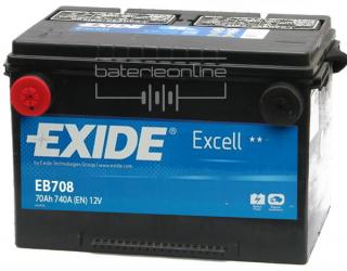 EXIDE Excell 12V/70Ah USA EB708 (Autobaterie EXIDE Excell 12V/70Ah)